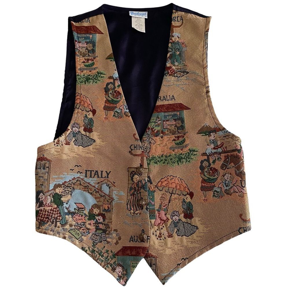 Vintage 90s Backroad Blues Tapestry Vest Size Medium